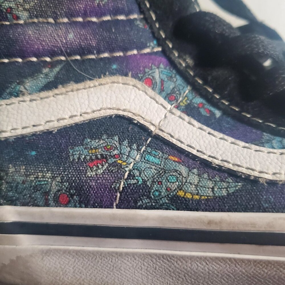 Vans Off the Wall Black Suede Dino Robot Hi Tops Kids Sz 13